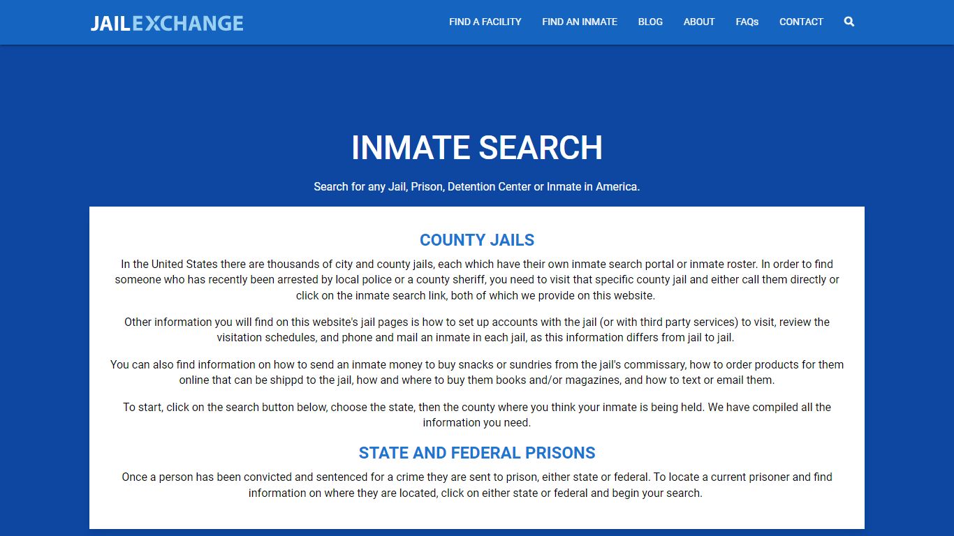 Search for any Jail, Prison, Detention Center or Inmate in America.